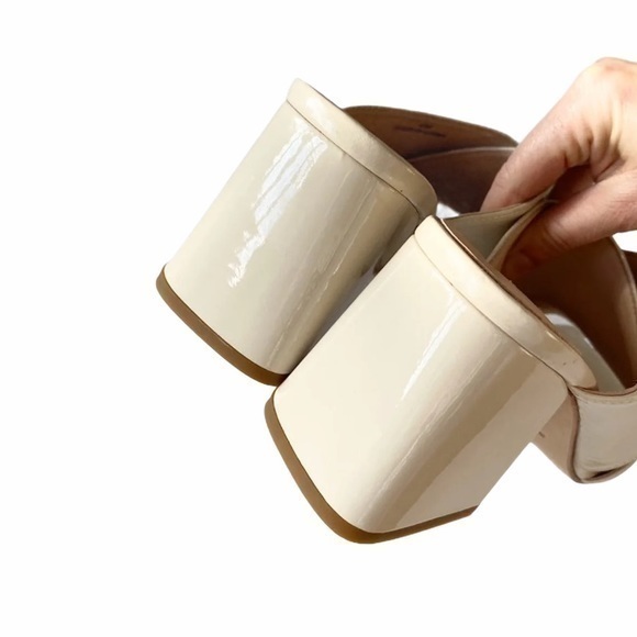 NEW Kate Spade Venus Cream Patent Block Heels Slip On Sandals‎ Heeled Mules - Picture 4 of 8